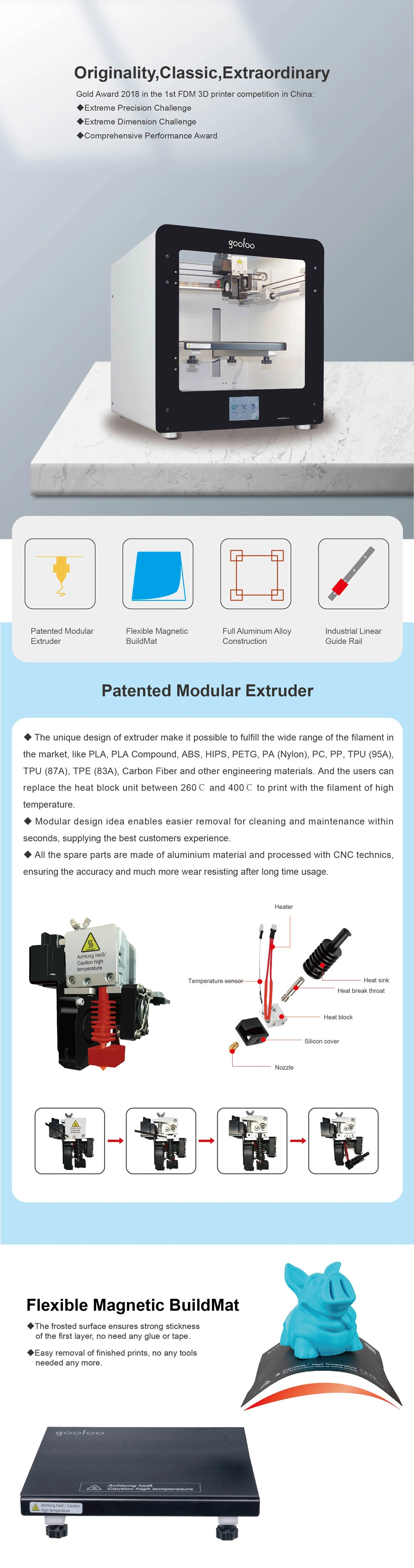 Multifunctional High Precision Rapid Prototype Machine Fdm Desktop 3D Printer