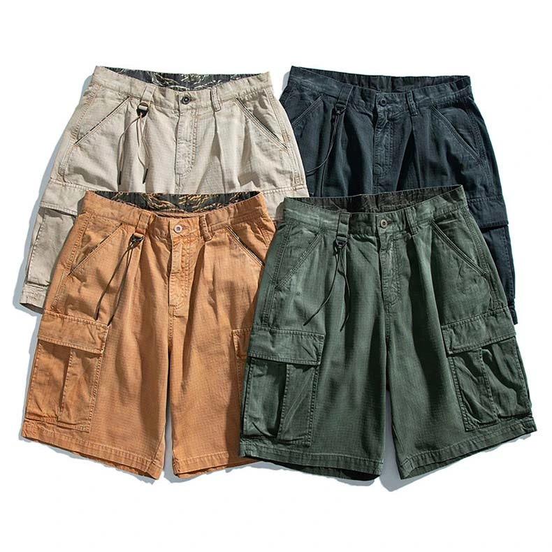 Pure Cotton Summer Mens Cargo Shorts Boys Casual Pocket Streetwear Plus Size Male Long Bermuda Shorts