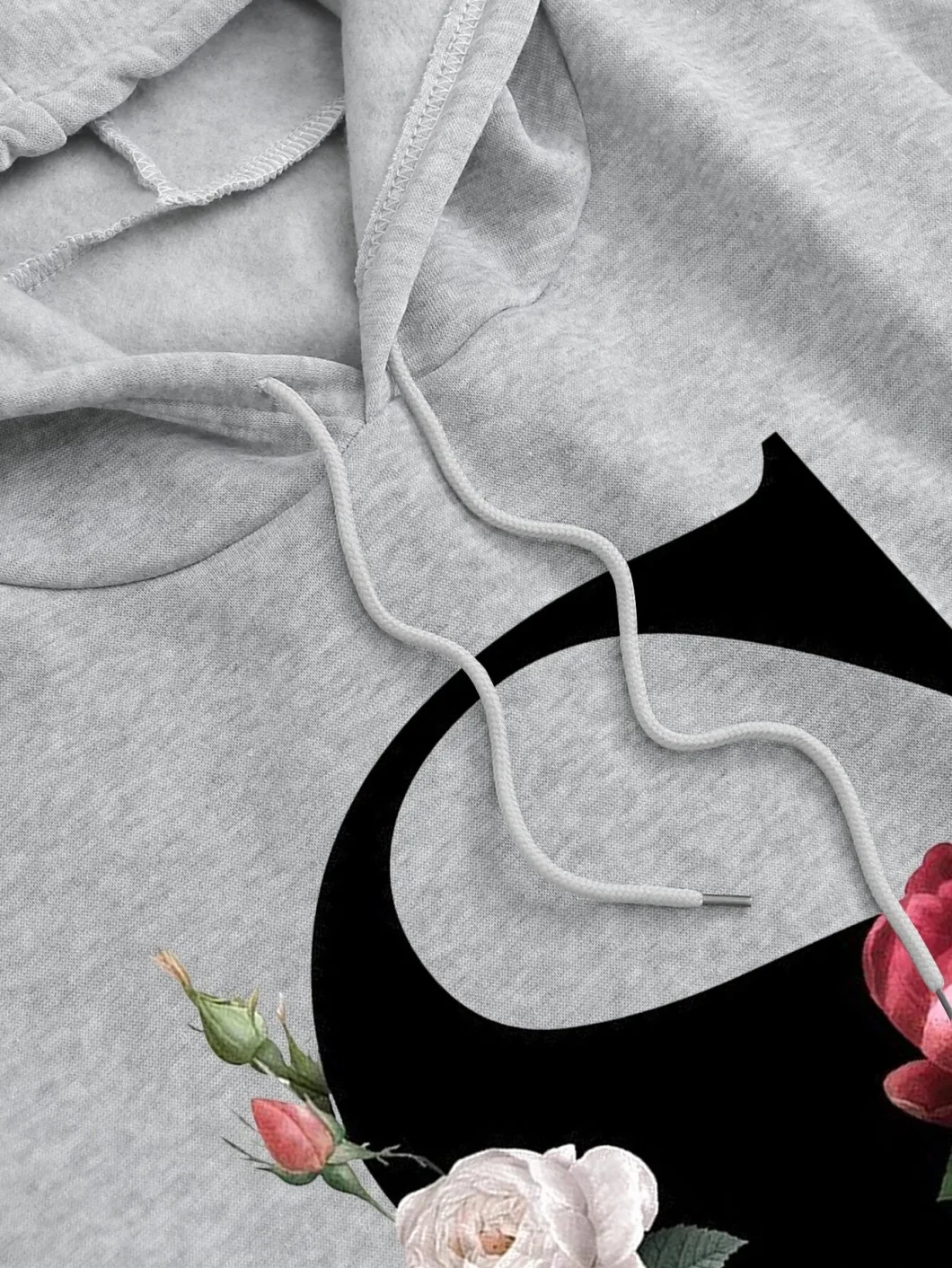 2022 New Design Letter & Floral Print Kangaroo Pocket Drawstring Thermal Hoodie Women Hoodies with Drawstring Hood