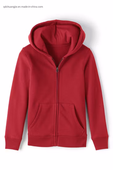 Wholesale Lady Casual OEM Custom 100% Polyester Zip up Letter Graphic Color Block Regular Sleeve Terry Fleece Kangaroo Pocket Drawstring Thermal Hoodie