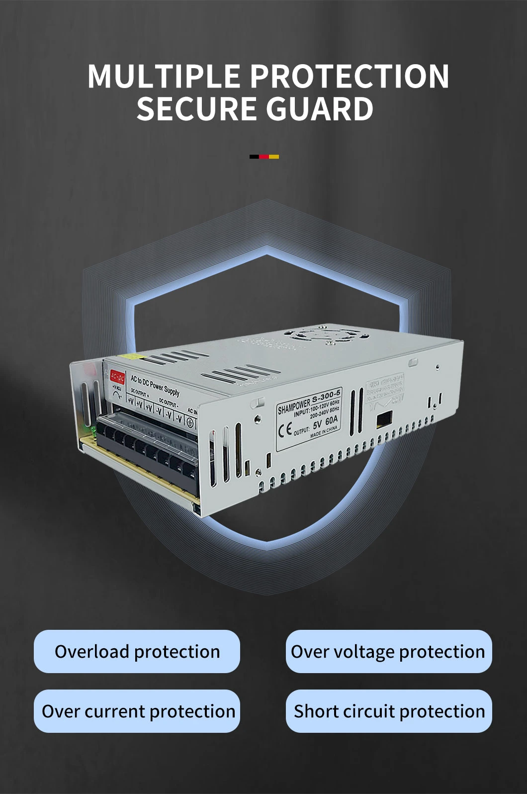 LED DC 5V 60A 300W Switching Power Supply for LED Display Screen