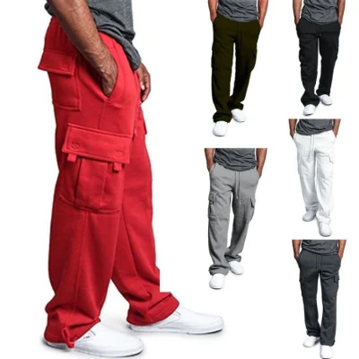 Pantaloni cargo da uomo, pantaloni casual multitasche, capispalla da uomo, pantaloni dritti larghi, pantaloni lunghi taglie forti